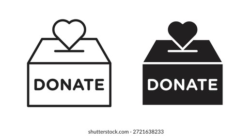 Icono de donaciones en línea delgada, estilo de trazo para Sitio web y App