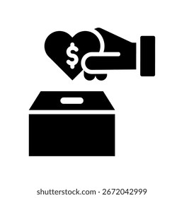 Ilustración vectorial de glifo de icono de donaciones