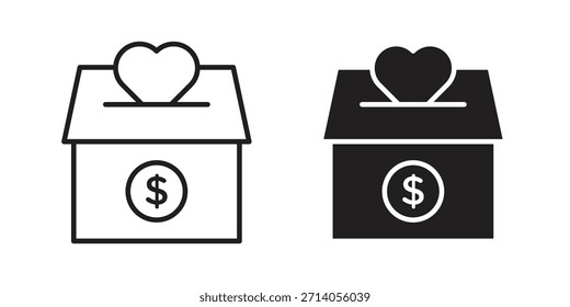 Spenden Symbol Silhouette Vektorgrafiken. Bearbeitbare Striche