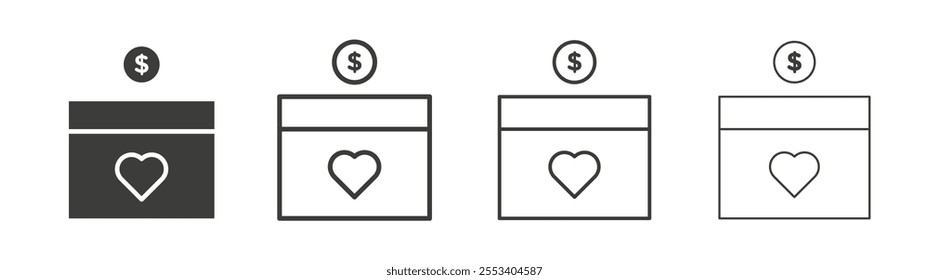 Donations icons collection. vector set in black color