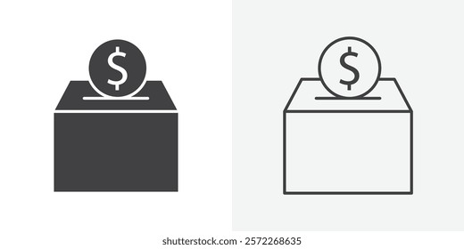 Donations icons. flat and line style set
