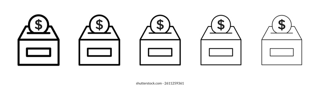 Donations icons vector set in different stroke line style