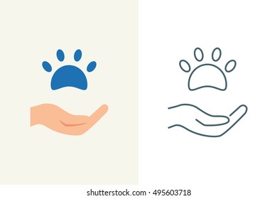 Donations for pets and animals vector illustration, flat and line style