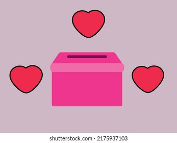 donations urn with hearts solidarity flat style vector illustration design