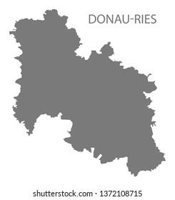 Donau-Ries grey county map of Bavaria Germany