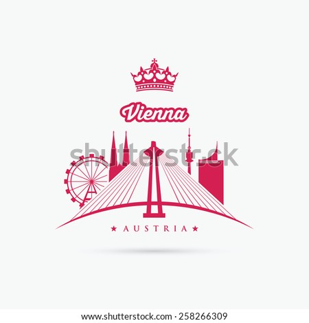 Donaustadt bridge symbol in Vienna - vector illustration