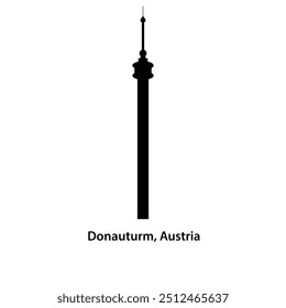 Donauturm Vienna Silhouette - Estrutura mais alta na Áustria Observation Tower Vetor