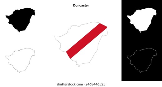 Doncaster blank outline map set