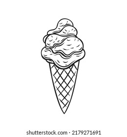 Dondurma, Turkish ice cream in cone line icon vector illustration. Traditional summer sugar dessert to taste on streets of Turkey, soft sweet food for eating, mastic ice cream selling for kids