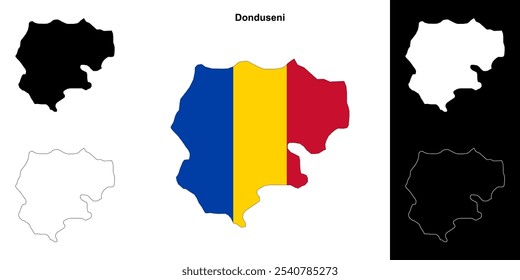 Donduseni blank outline map set
