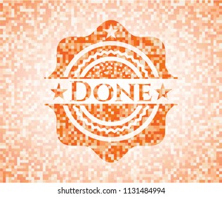 Done abstract orange mosaic emblem