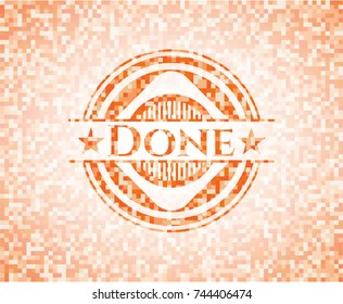 Done abstract orange mosaic emblem with background