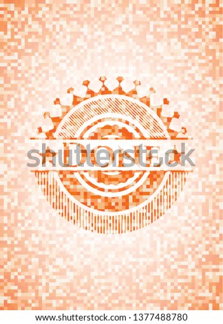 Done abstract orange mosaic emblem with background