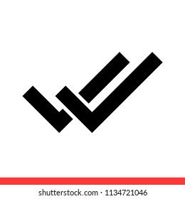Done all vector icon, check symbol. Simple, flat design for web or mobile app