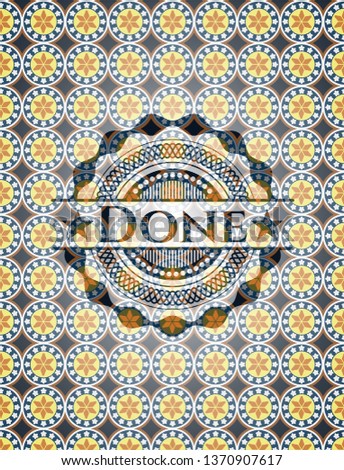 Done arabic badge. Arabesque decoration.
