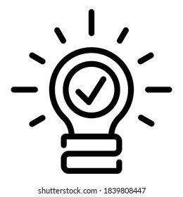 Done bulb idea icon. Outline done bulb idea vector icon for web design isolated on white background