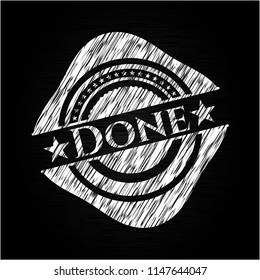 Done chalkboard emblem on black board