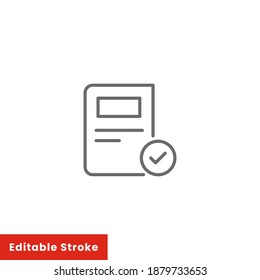 Done complete document line icon. Vector graphics, a linear pattern on a white background, editable stroke eps 10