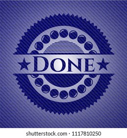 Done emblem with denim texture