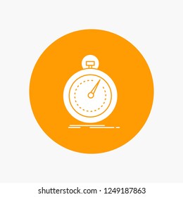 Done, fast, optimization, speed, sport White Glyph Icon in Circle. Vector Button illustration