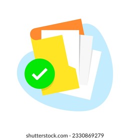 Terminado, el archivo ha sido procesado, el documento es una ilustración de concepto lista de diseño plano vector eps10. elemento gráfico moderno para la página de inicio ui, infografía, icono