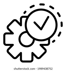 Fertiges Symbol für den Zahnradcomputer. Outline Fertiger Zahnradcomputer, Vektorsymbol für Webdesign einzeln auf weißem Hintergrund