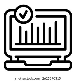 Done graph icon. Outline done graph vector icon for web design isolated on white background