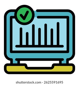 Ícone de gráfico concluído. Contorno terminado gráfico ícone vetor cor plana isolado