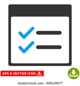Done Items Calendar Page icon. Vector EPS illustration style is flat iconic bicolor symbol, blue and gray colors.