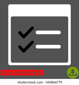 Done Items Calendar Page icon. Vector EPS illustration style is flat iconic bicolor symbol, black and white colors.