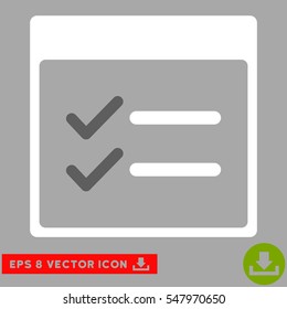 Done Items Calendar Page icon. Vector EPS illustration style is flat iconic bicolor symbol, dark gray and white colors.