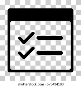 Done Items Calendar Page icon. Vector illustration style is flat iconic symbol, black color, transparent background. Designed for web and software interfaces.