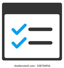 Done Items Calendar Page vector toolbar icon. Style is bicolor flat icon symbol, blue and gray colors, white background.