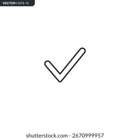 Concluído, sinal de estilo linear para conceito móvel e web design. Símbolo, ilustração de logotipo. Gráficos de vetor perfeitos com pixel