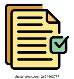 Ícone de lista concluído. Contornar lista concluída ícone do vetor cor plana isolada