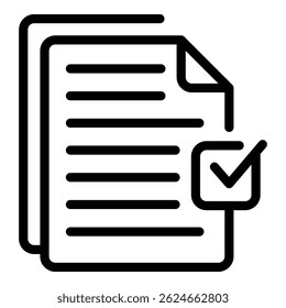 Ícone de lista concluído. Contornar ícone vetorial lista concluída para web design isolado no fundo branco
