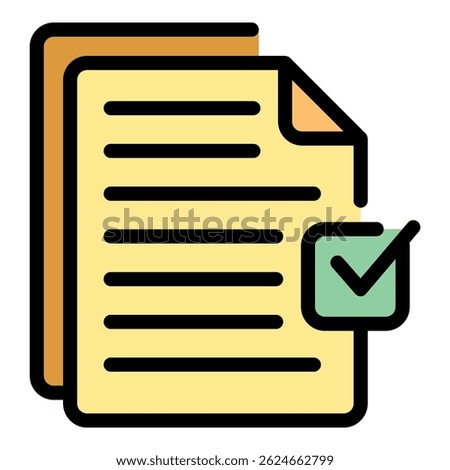 Done list icon. Outline done list vector icon color flat isolated