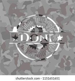 Done on grey camouflaged pattern