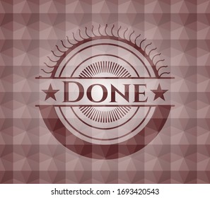 Done red emblem with geometric background. Seamless.