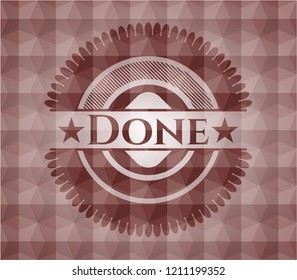 Done red geometric emblem. Seamless.
