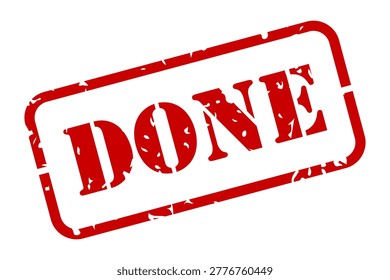 Done red rubber stamp with texture vector illustration