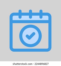 Done schedule icon in blue style, use for website mobile app presentation
