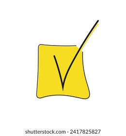 Fertiges Schild, doodgelber Vektorhintergrund, Vektorgrafik