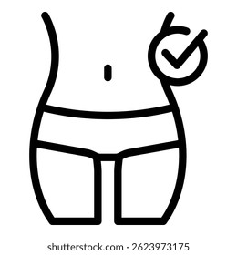 Done slimming icon. Outline done slimming vector icon for web design isolated on white background