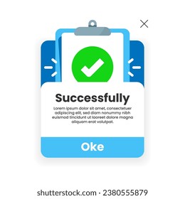 Fertig, erfolgreich mit Markierung Pop-up-Nachricht Konzept Illustration flachen Design Vektor. modernes grafisches Element zur Landung der Seite ui, Infografik, Symbol