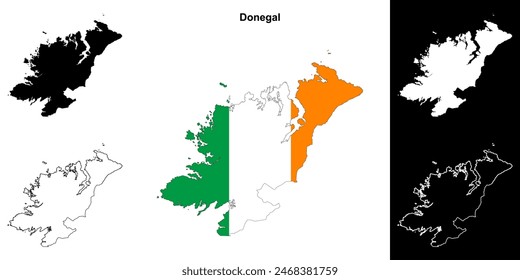 Donegal county outline map set