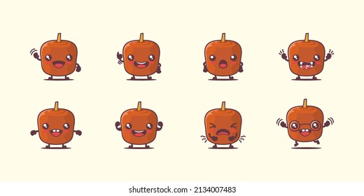 doner kebab cartoon. food vector illustration. with different faces and expressions. cute cartoon