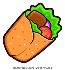 doner kebab cartoon sticker illustration