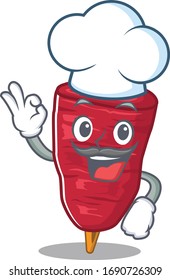 Doner kebab chef cartoon design style wearing white hat