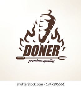 Doner Kebab Emblem Template, Stylized Vector Symbol